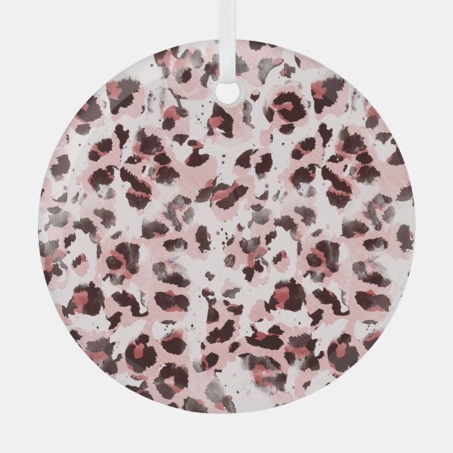 Leopard Animal Skin: Tie Dye Elegance. Glass Tree Decoration (Front)