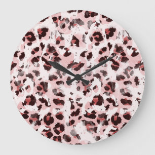Leopard Animal Skin: Tie Dye Elegance. Large Clock