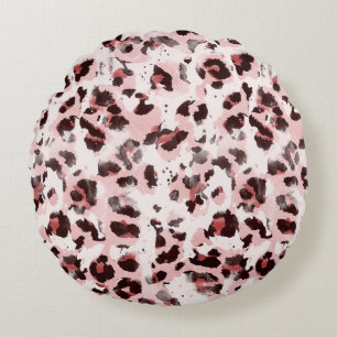 Leopard Animal Skin: Tie Dye Elegance. Round Cushion