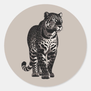 Leopard Animal Standing Classic Round Sticker
