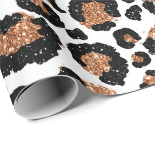 Leopard Animal White Gold Black Bronze African Fur Wrapping Paper
