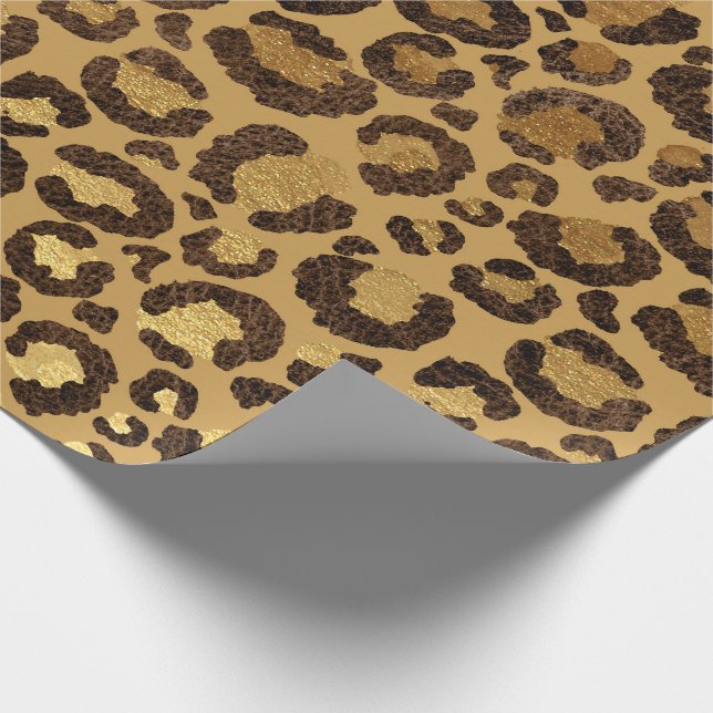 Leopard Animal White Gold Black Honey African Lux Wrapping Paper (Corner)