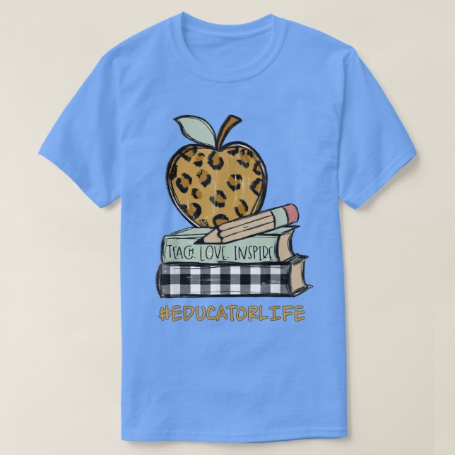 Leopard Apple EDUCATOR LIFE Back To School Classic T-Shirt (Design Front)