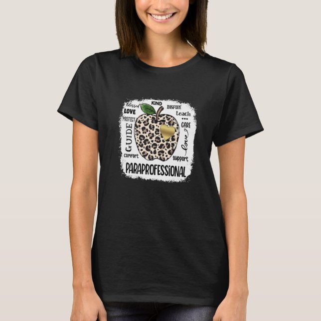 Leopard Apple Paraprofessional Love Care Support   T-Shirt (Front)
