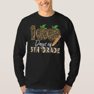Leopard Apples 100th Day 5th Grade Teacher 100 Day T-Shirt