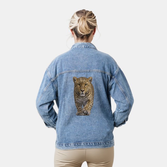 Leopard Approaching Denim Jacket (Model)