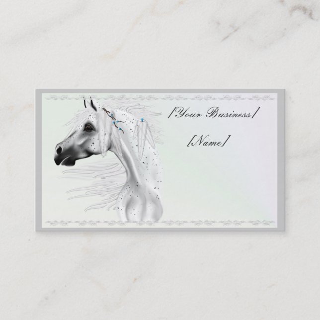 Leopard Appy and White Feathers Business Card (Front)