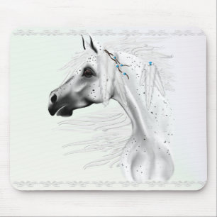 Leopard Appy and White Feathers Mousepad