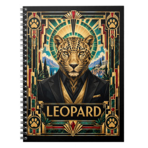 Leopard, Art Deco Wildlife Notebook