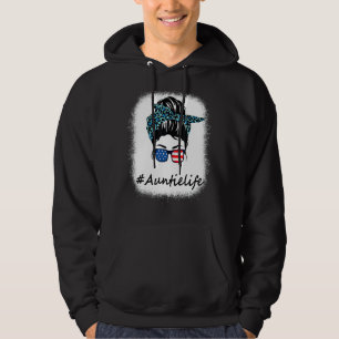 Leopard Auntie Life Messy Bun Mother's Day Hoodie