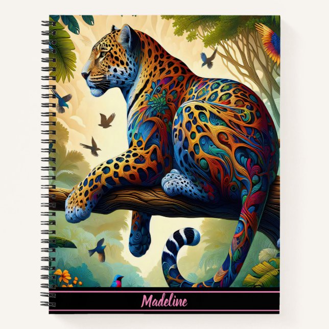 Leopard Aura: Colourful Motion Serenity Notebook (Front)
