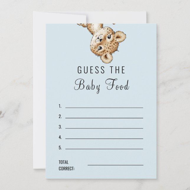 Leopard Baby Shower Guess the Baby Food  Answer Invitation (Front)