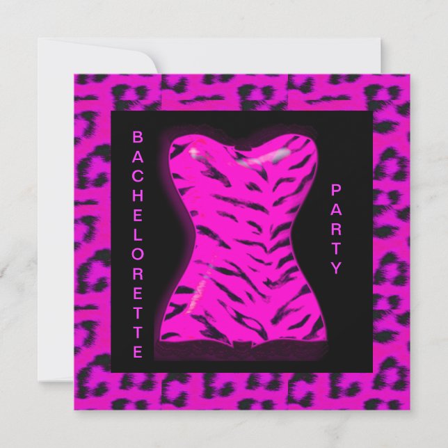 LEOPARD BACHELORETTE PARTY INVITATION HOT PINK (Front)
