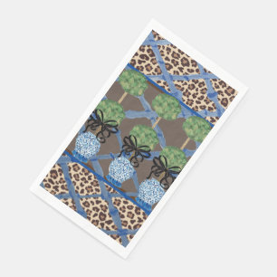 Leopard Bamboo Chinoiserie Ginger Jar  Napkin