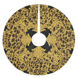 Leopard Baroque, Ornate Animal Print Brushed Polyester Tree Skirt