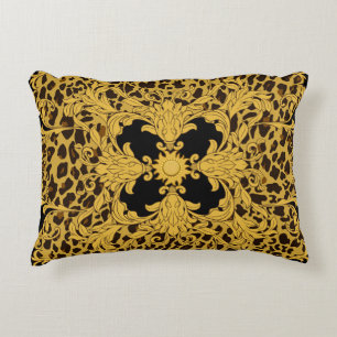 Leopard Baroque, Ornate Animal Print Decorative Cushion