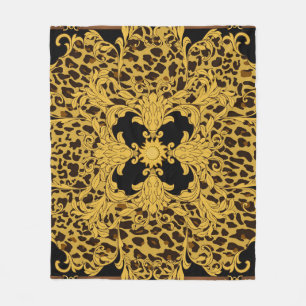 Leopard Baroque, Ornate Animal Print Fleece Blanket