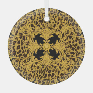Leopard Baroque, Ornate Animal Print Glass Tree Decoration