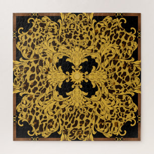 Leopard Baroque, Ornate Animal Print Jigsaw Puzzle