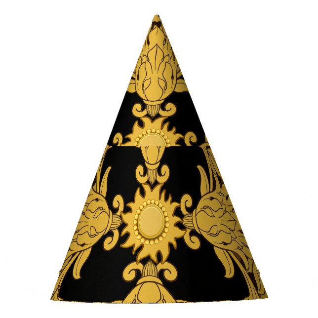 Leopard Baroque, Ornate Animal Print Party Hat (Front)