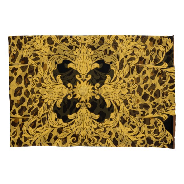 Leopard Baroque, Ornate Animal Print Pillowcase (Front)