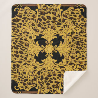 Leopard Baroque, Ornate Animal Print Sherpa Blanket