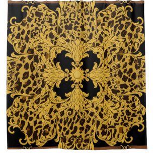Leopard Baroque, Ornate Animal Print Shower Curtain