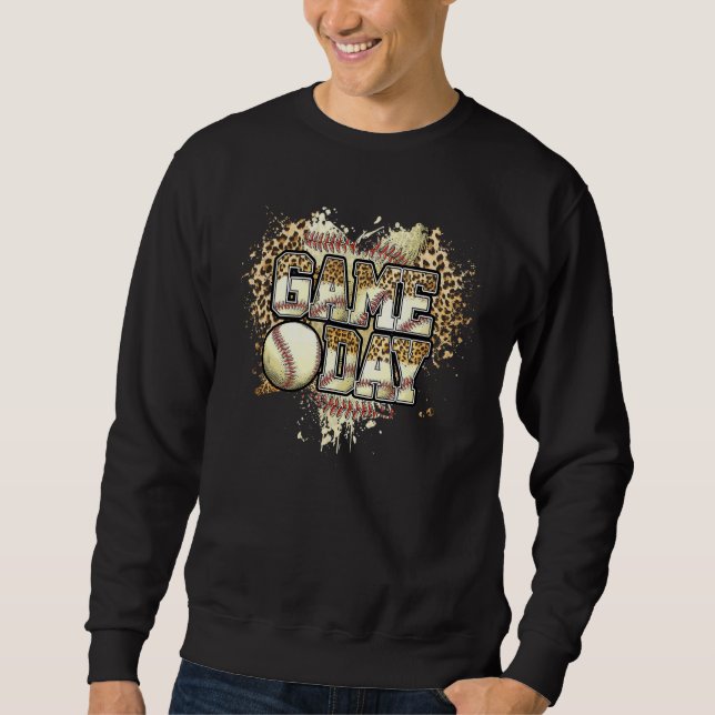 Leopard Baseball Game Day Baseball Mum Baseball Sweatshirt (Front)