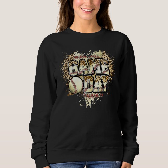 Leopard Baseball Game Day Baseball Mum Baseball Sweatshirt (Front)