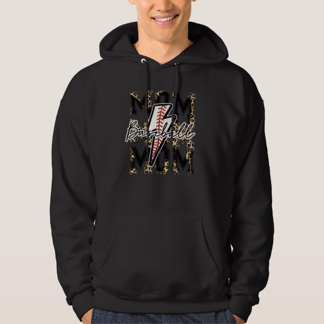 Leopard Baseball Mom Lightning Bolt Western Softba Hoodie (Front)