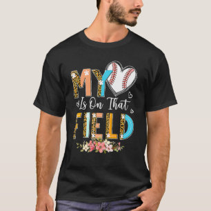 Leopard Baseball Mom My Heart Is On That Field Mot T-Shirt