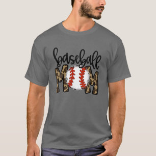 Leopard Baseball Mum Game Day Vibes Ball Mum Mothe T-Shirt