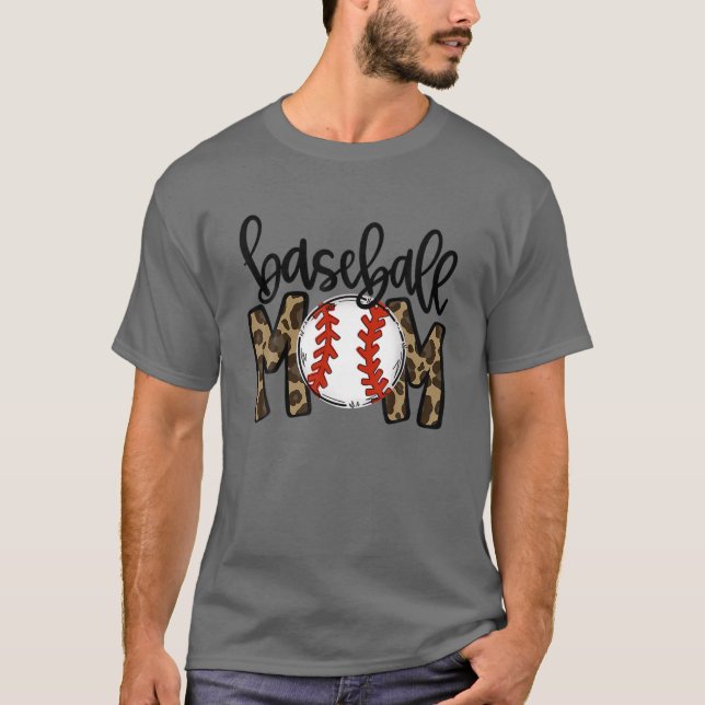 Leopard Baseball Mum Game Day Vibes Ball Mum Mothe T-Shirt (Front)