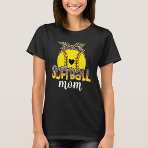 Leopard Baseball Softball Mom Life Game Day Mama M T-Shirt