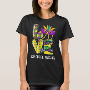 Leopard Beads Bling LOVE 3rd Grade Teacher Mardi G T-Shirt
