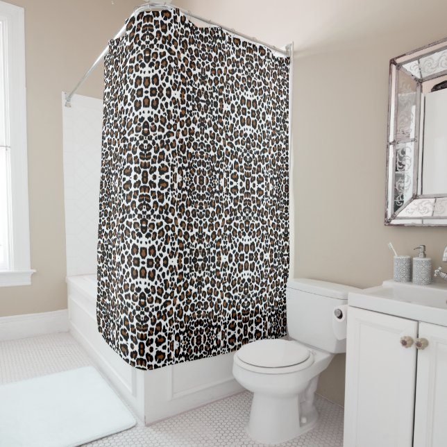 Leopard Big Cat Fur Pattern Print  Shower Curtain (In Situ)