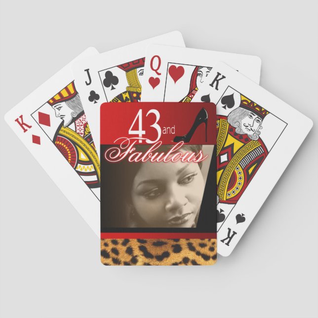 Leopard Birthday Party Photo Playing Cards (Back)