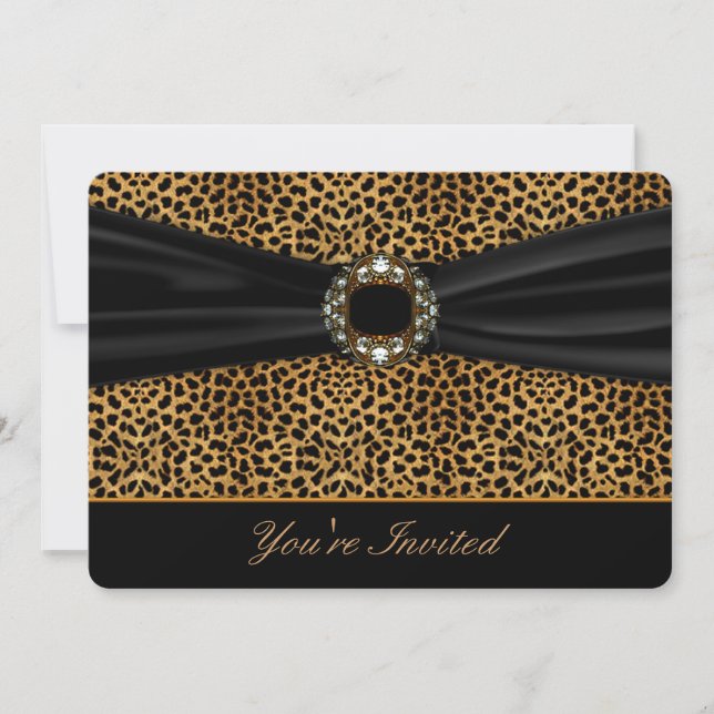 Leopard Black All Occasion Invitation Template (Front)
