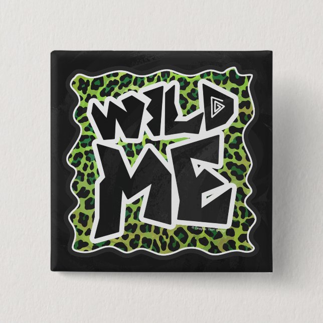 Leopard Black and Green Print 15 Cm Square Badge (Front)