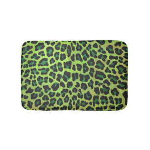 Leopard Black and Green Print Bath Mat
