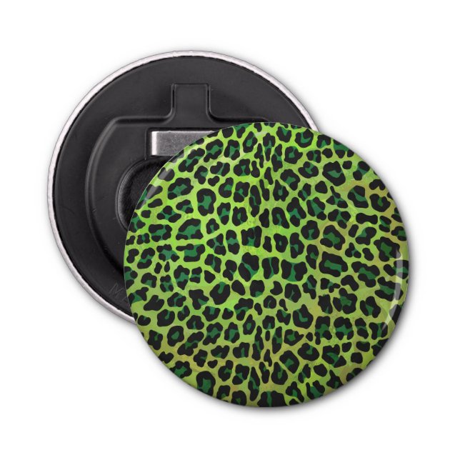 Leopard Black and Green Print Bottle Opener (Front)