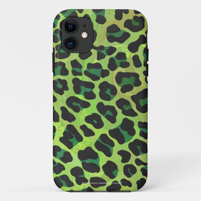 Leopard Black and Green Print Case-Mate iPhone Case (Back)