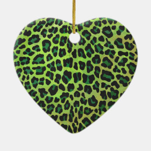 Leopard Black and Green Print Ceramic Tree Decoration
