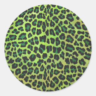 Leopard Black and Green Print Classic Round Sticker