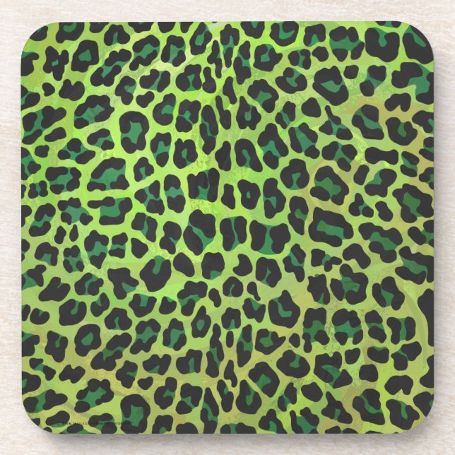Leopard Black and Green Print Coaster (Front)