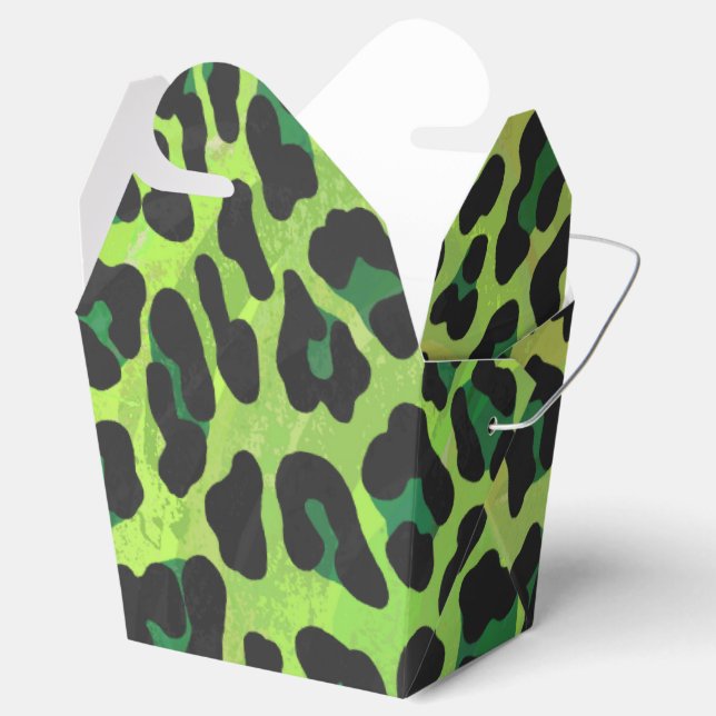 Leopard Black and Green Print Favour Box (Opened)
