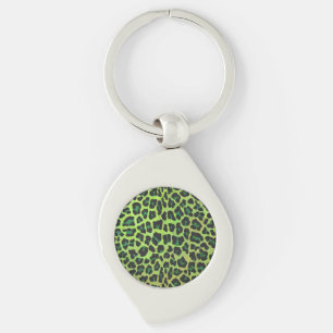 Leopard Black and Green Print Key Ring