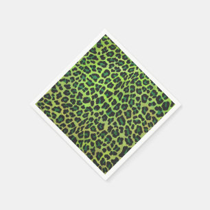 Leopard Black and Green Print Napkin