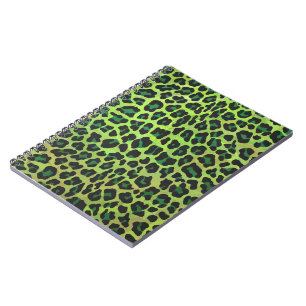 Leopard Black and Green Print Notebook