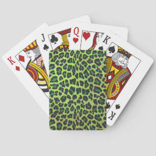 Leopard Black and Green Print Playing Cards